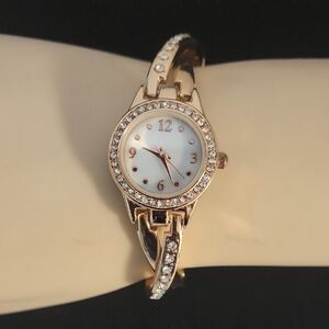 Merona Gold and White Women's Watch with Crystal Accents